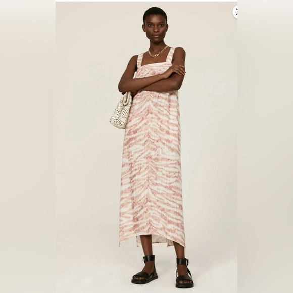 Pink and White Patterned Maxi Dress